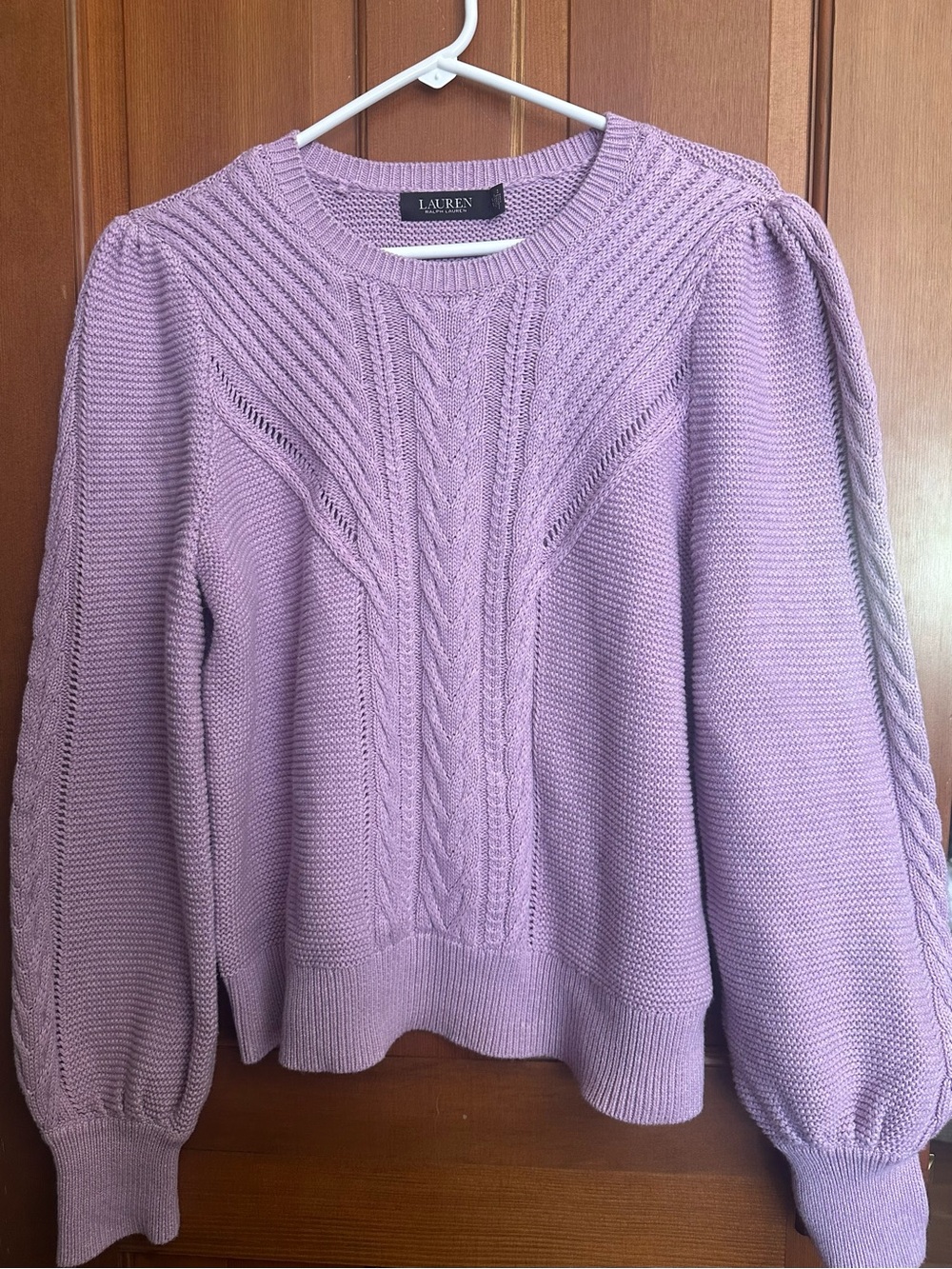 Ralph Lauren Women Cotton Cable Knit Sweater Pullover Lavender 100% cotton